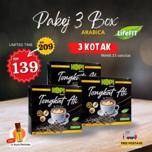 3 Kotak Kopi Arabica Tongkat Ali